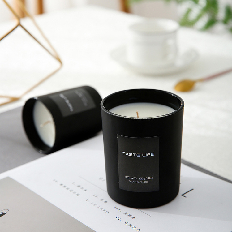 Free sample popular scented candles black jar small home fragrance scented candle