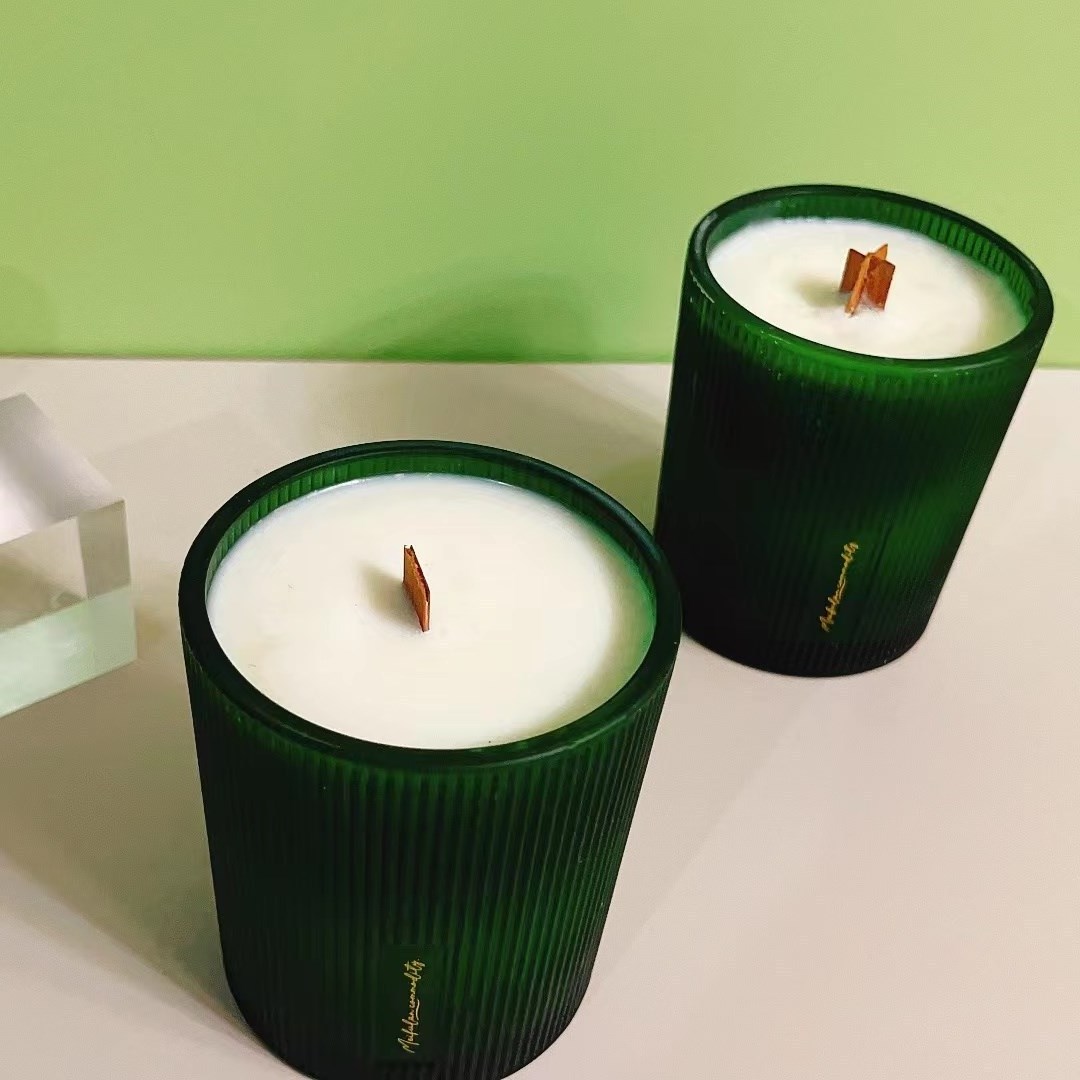 Green cup soybean candle pure plant sandalwood wood core essential oil fragrance scented candle