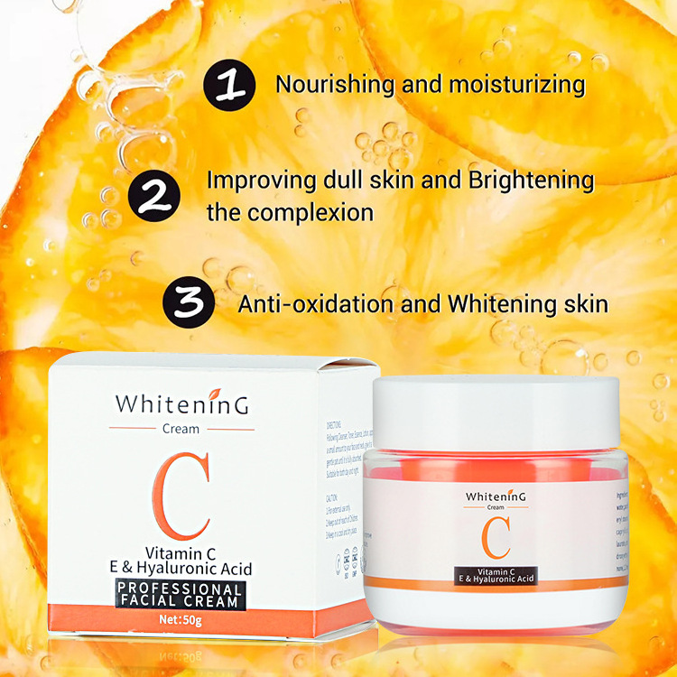 Hot sell Organic Natural Moisturizing Whitening  Private Label Vitamin C Face Cream Hyaluronic Acid vitamin E Vitamin C Cream