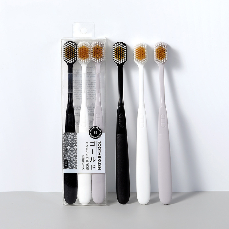 OEM sells Japanese soft bristles 3 sets of wide-head adult household toothbrush for couples