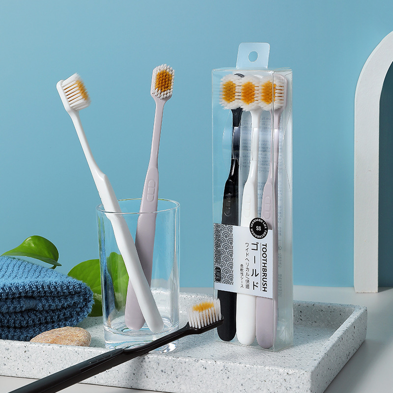 OEM sells Japanese soft bristles 3 sets of wide-head adult household toothbrush for couples