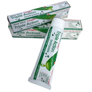 100% natural source aloe vera extract Triple-action toothpaste removes stains and keeps your breath fresh