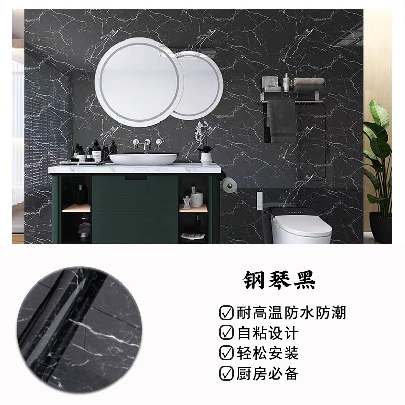 Self-adhesive Marble Stone Design Pet Marble Wallpaper  3d Wall Stickers  Decorative Wall Panel For Bathroom Use