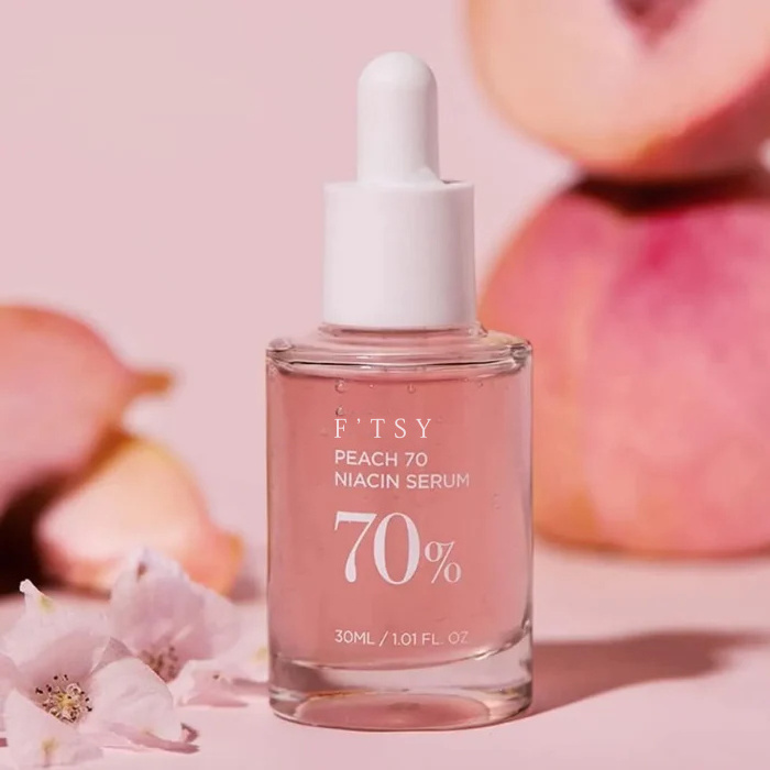 Private Label Korean Hydrating Face Serum Vitamin E Niacin Infused Anti-Aging Anti-Wrinkle Dry Peach 70% Brightening Face