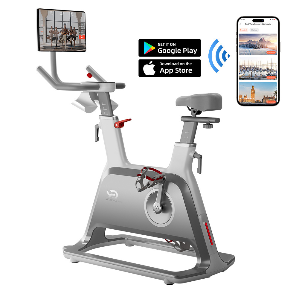 YPOO Indoor Cycling Spin Bike Home Bike Trainer Fitness Spinning Bike with big 15.6'' TFT color screen and YPOOFIT APP