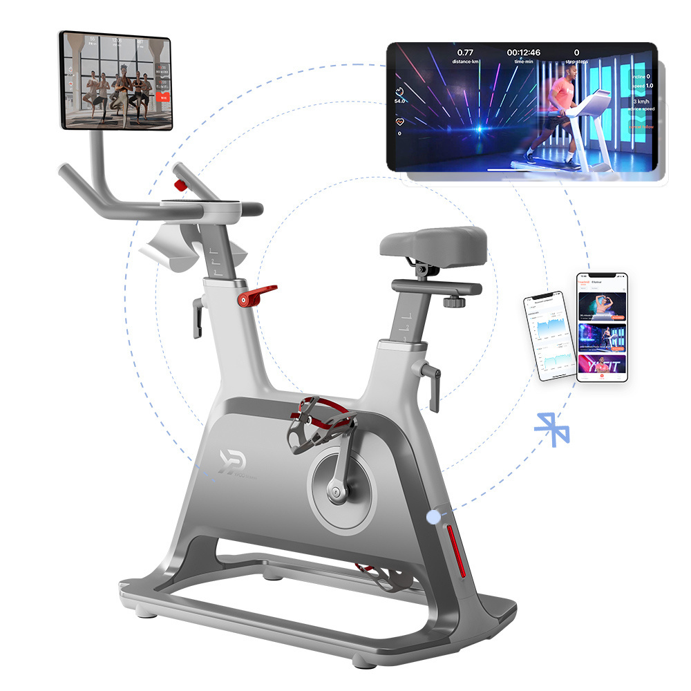 YPOO Indoor Cycling Spin Bike Home Bike Trainer Fitness Spinning Bike with big 15.6'' TFT color screen and YPOOFIT APP