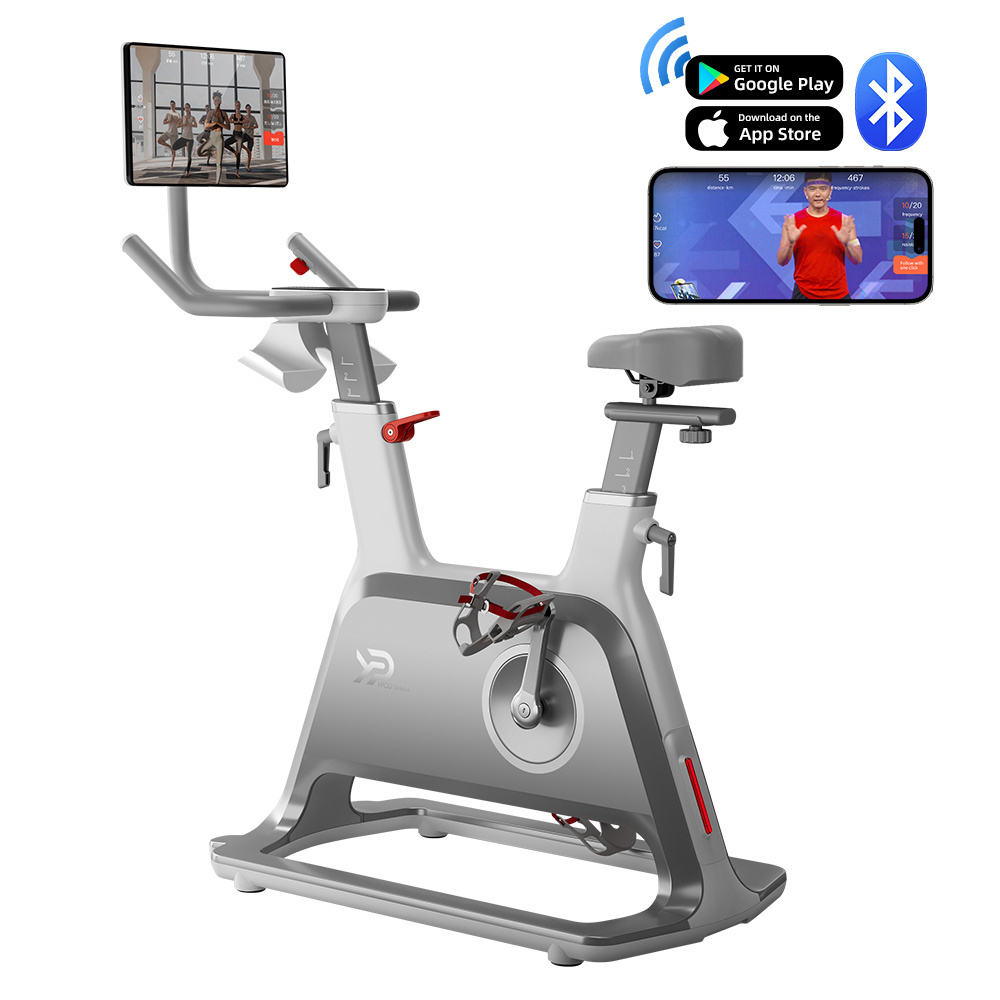 YPOO Indoor Cycling Spin Bike Home Bike Trainer Fitness Spinning Bike with big 15.6'' TFT color screen and YPOOFIT APP