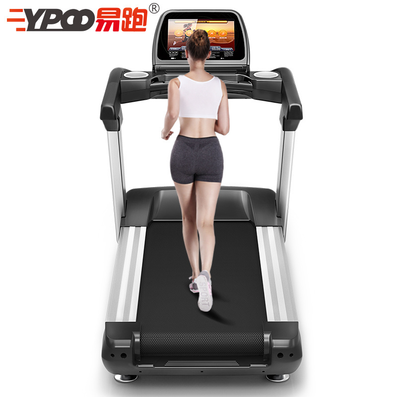 YPOO Gym fitness running machine big screen ac motor commercial treadmill 5hp professional running treadmill factory