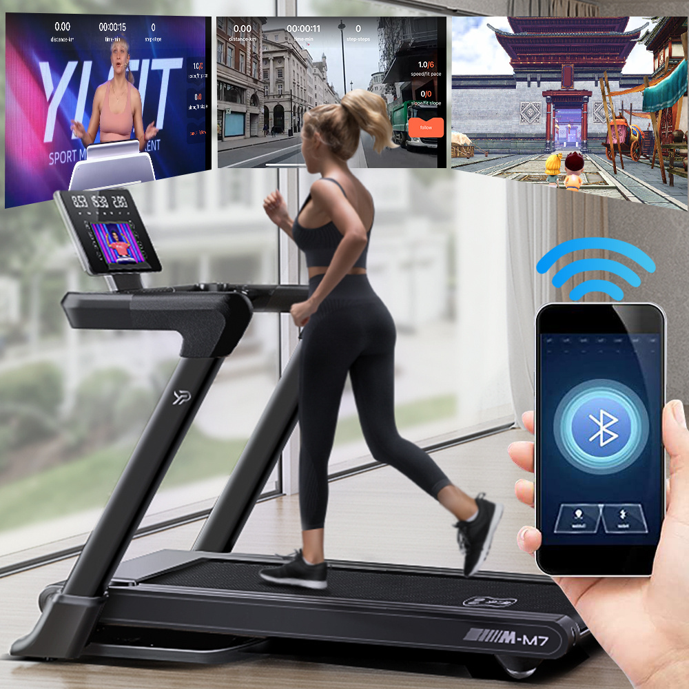 YPOO new  motorized fitness treadmill M7  with YPOOFIT  APP Gym Commercial Running Machine Electric AC Motor Cardio LED Treadmill