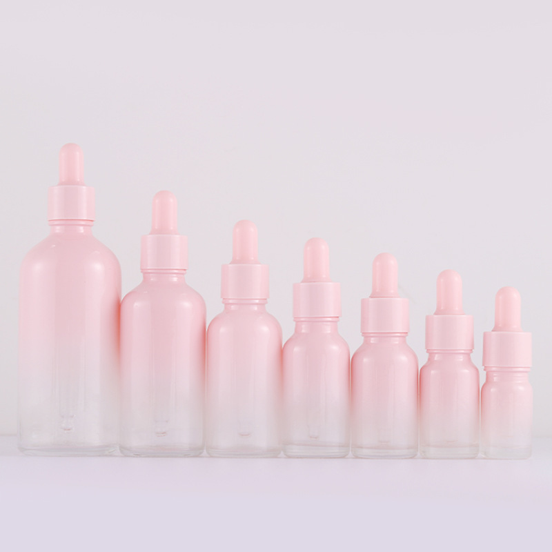 5ml 10ml 15ml glass pink essential oil bottle 30 ml 50ml glass dropper bottle with gold cap for aroma perfume oil