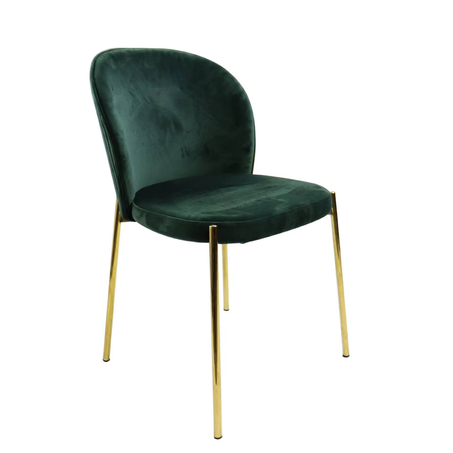 Factory Direct Modern Single Leisure Chair Backrest Olive Green Velvet Dining Chairs