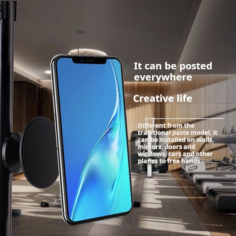 Dual Magnetic Gym Phone Holder for Working Out Videos-Double Sided Strong Magnet with 360 Degree Rotation - Fits Any Smart Phone