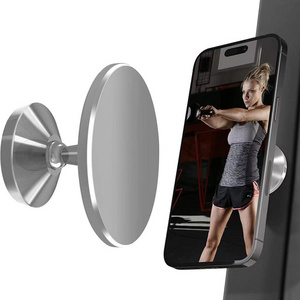 Dual Magnetic Gym Phone Holder for Working Out Videos-Double Sided Strong Magnet with 360 Degree Rotation - Fits Any Smart Phone