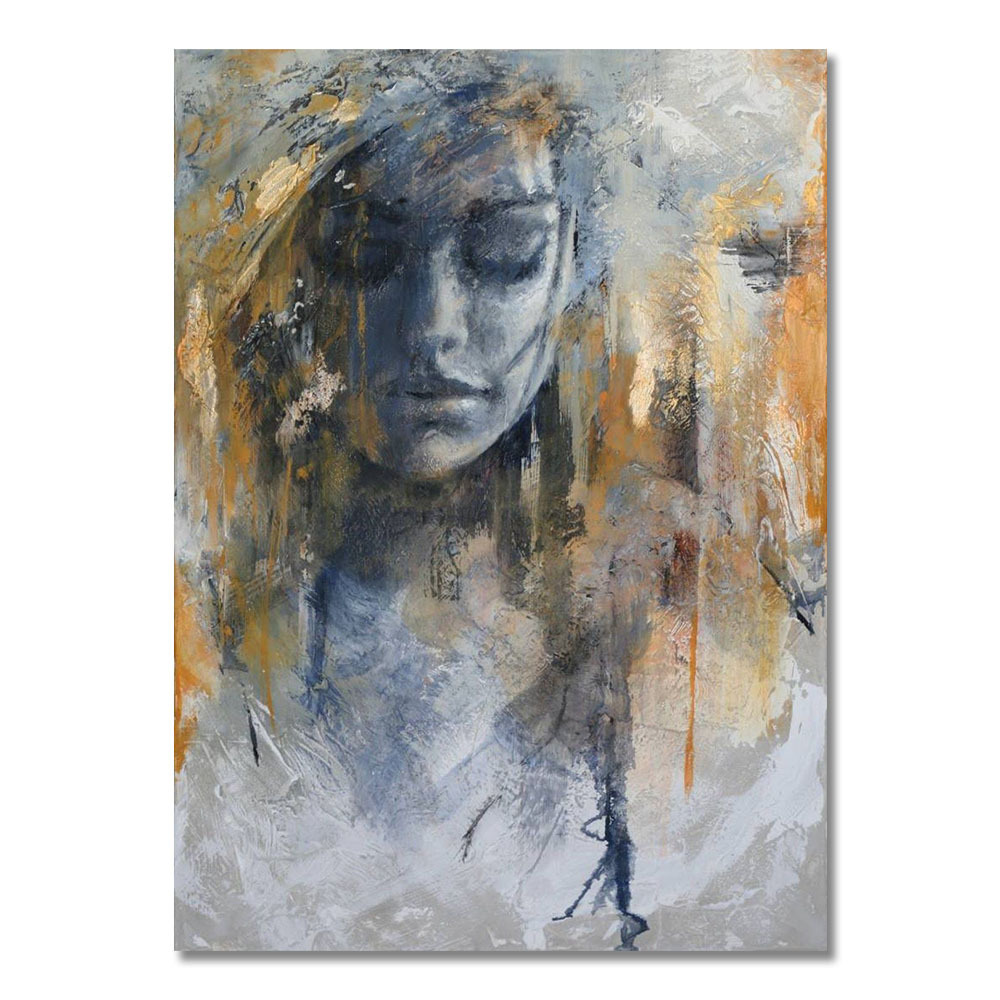 Hand Painted Abstract Girl  Oil Painting On Canvas For Living Room Wall Decor