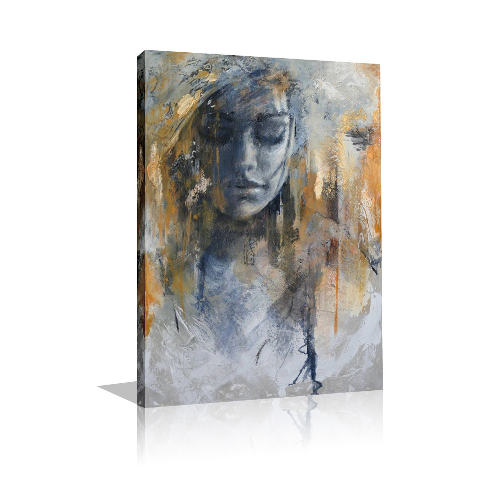 Hand Painted Abstract Girl  Oil Painting On Canvas For Living Room Wall Decor