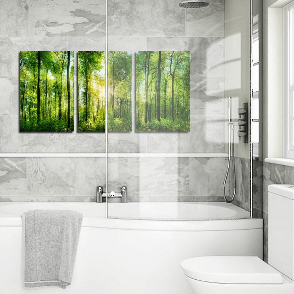 Livingroom Wall Art The light of the early morning sun at green forest hopeful group print for Bathroom Wall Art on Canvas Art