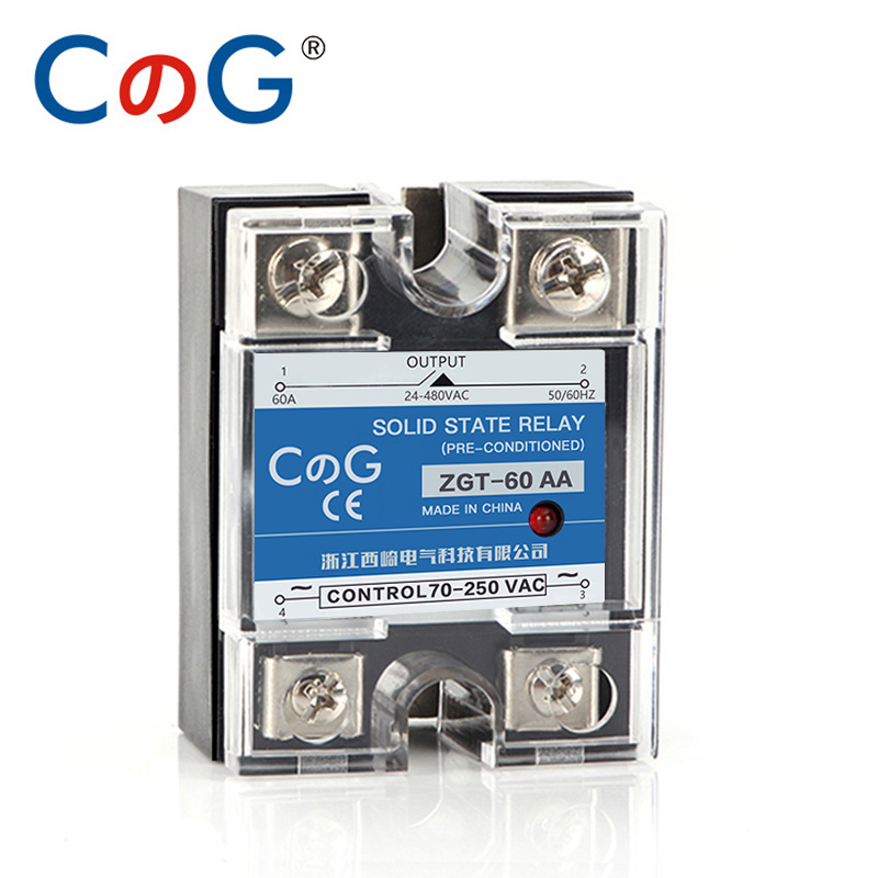 CG SSR-60AA 80AA 100AA Relay Single Phase AC Control AC 70-280VAC To 24-480V Heat Sink 60A 80A 100A AA Solid State Relay