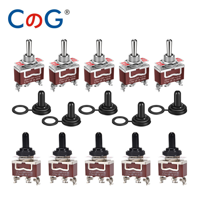 CG 1/5/10Pcs 15A Momentary Toggle Switch 12V DC/250V Marine 3 Way (ON)-Off-(ON) with Waterproof Boot Cover for Car Auto Boat