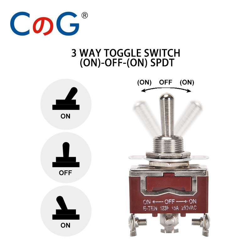 CG 1/5/10Pcs 15A Momentary Toggle Switch 12V DC/250V Marine 3 Way (ON)-Off-(ON) with Waterproof Boot Cover for Car Auto Boat