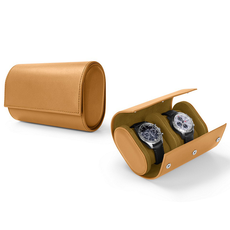 Highly Durable And Scratch-Resistant Real Leather Roll For Two Watches Waterproof Case Watch Gift Boxes For Watches