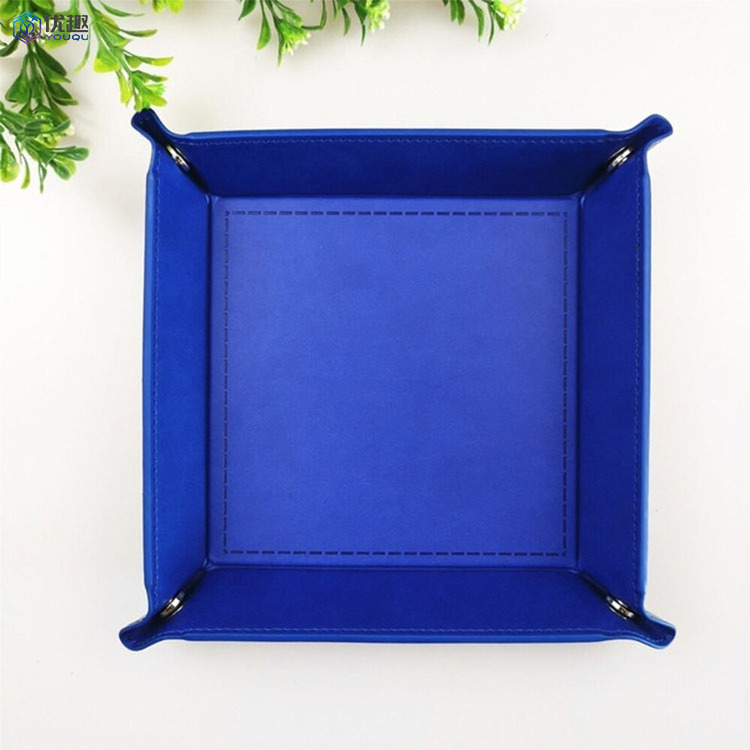 2023 Hot Sale Vegan Pu Leather Valet Tray Men'S Catchall Tray With Brass Snaps Leather Trinket Tray Customized