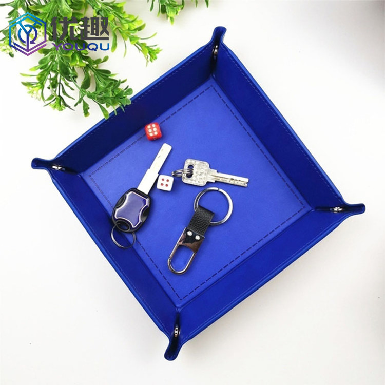 2023 Hot Sale Vegan Pu Leather Valet Tray Men'S Catchall Tray With Brass Snaps Leather Trinket Tray Customized