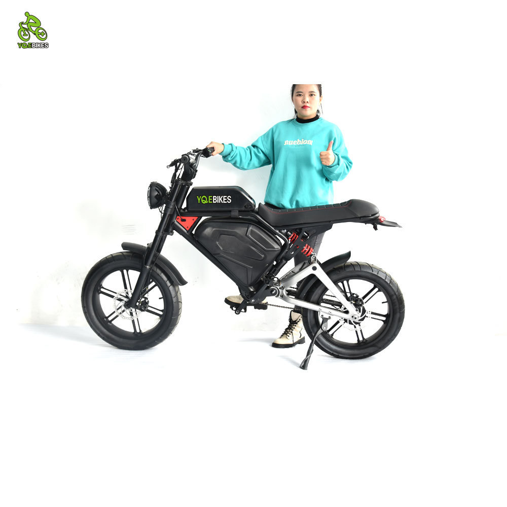 YQEBIKES New Modle Adult Off-Road Electric Bike 48V 500W 750W Waterproof Motor Retro Bike Smart Lock Two Seat Electric Bicycle