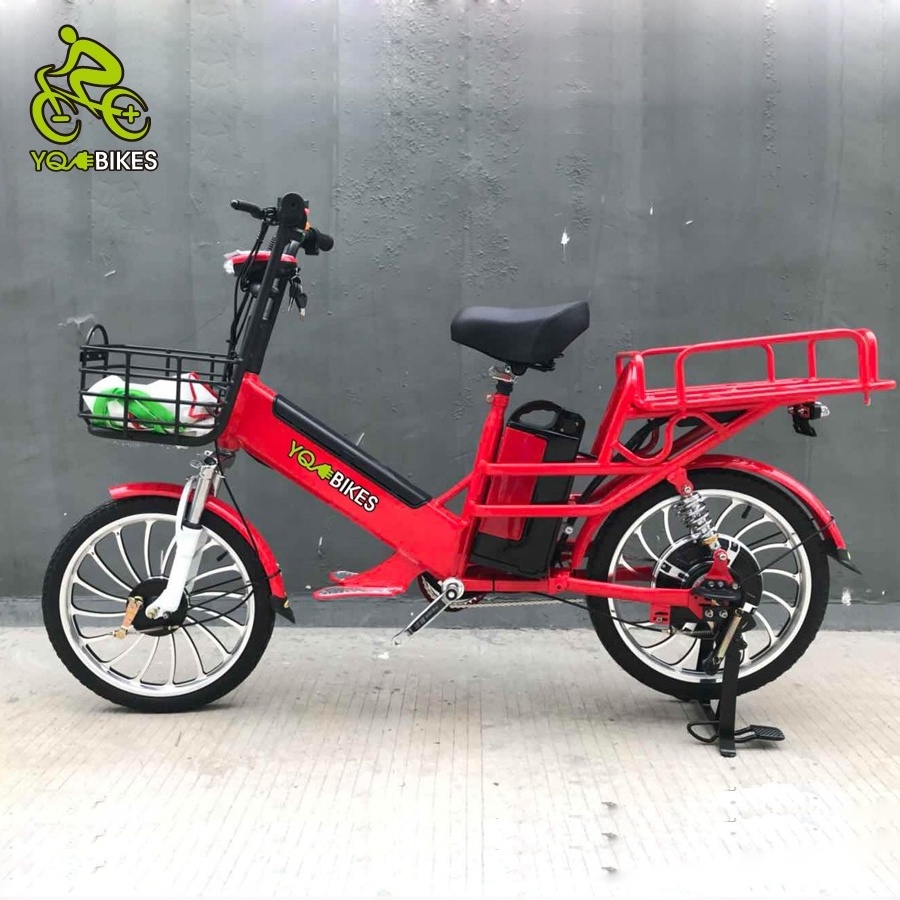 Powerful 48v 350w Double Battery Aluminum Alloy 2 Seat Electric Bike Food Delivery Electric Motor Bike Adult Cheap Cargo Bike