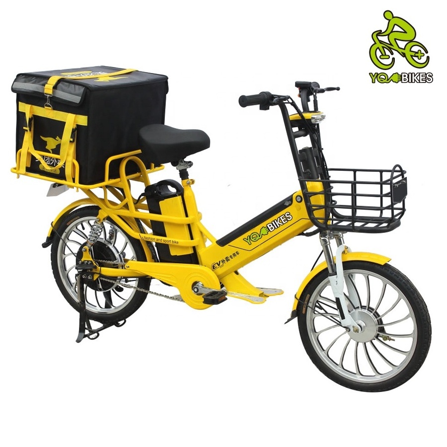 Powerful 48v 350w Double Battery Aluminum Alloy 2 Seat Electric Bike Food Delivery Electric Motor Bike Adult Cheap Cargo Bike