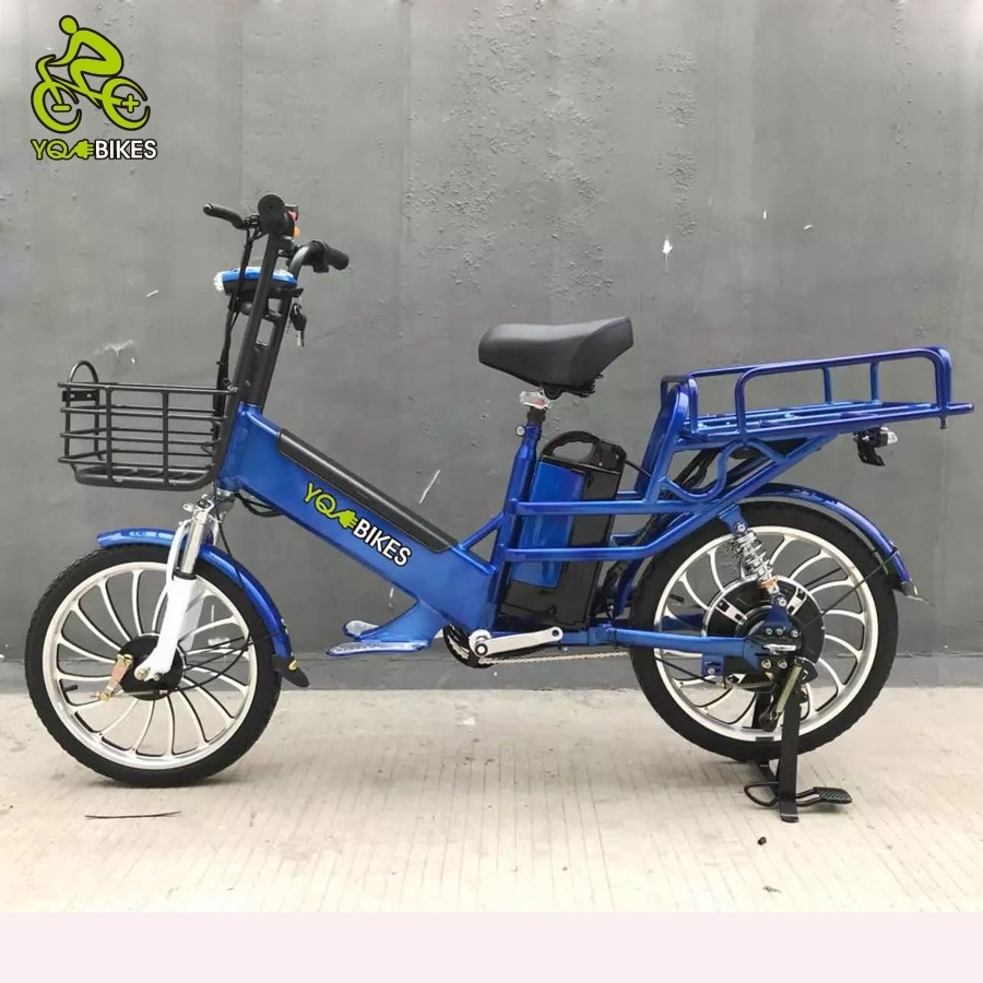 Powerful 48v 350w Double Battery Aluminum Alloy 2 Seat Electric Bike Food Delivery Electric Motor Bike Adult Cheap Cargo Bike