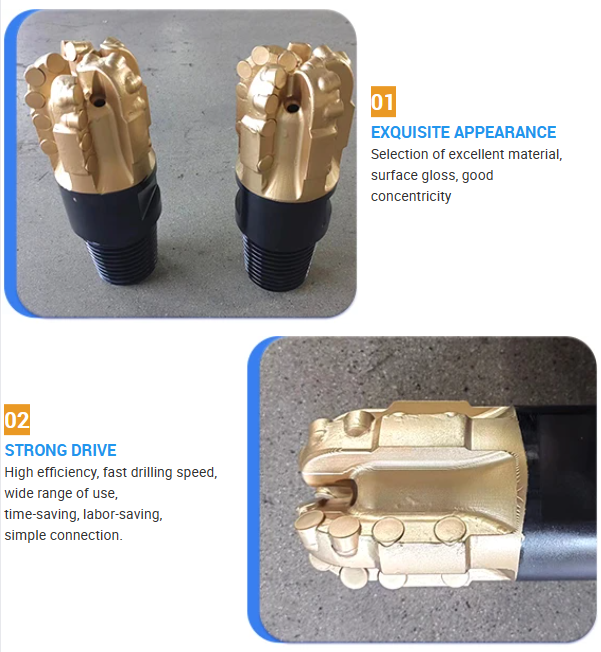 Geological High penetration 3 wing pdc concave diamond drill bit for oil well Coal mining