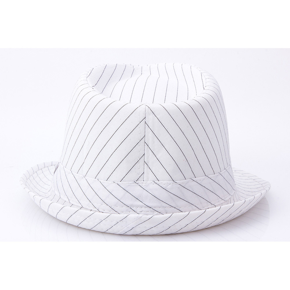 Wholesale Men Women Pinstripe Cotton Fedora Hats Short Brim White Trilby Hat