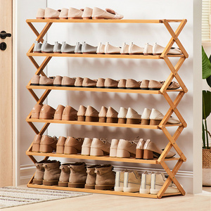 High Quality Designs Eco-friendly Bamboo Shoe Rack Folding Shoe Storage Display Rack