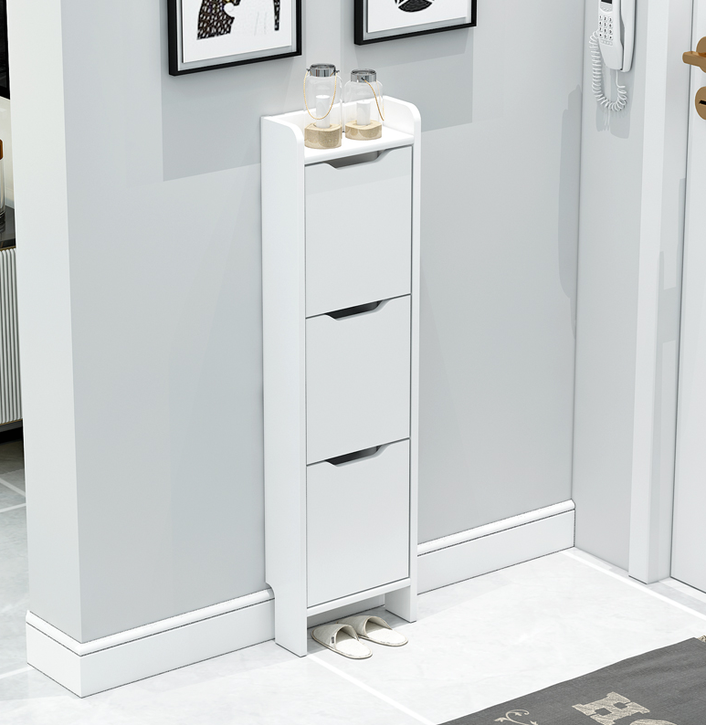 Tipping bucket shoe cabinet, ultra-thin household door, extremely narrow and large-capacity shoe storage