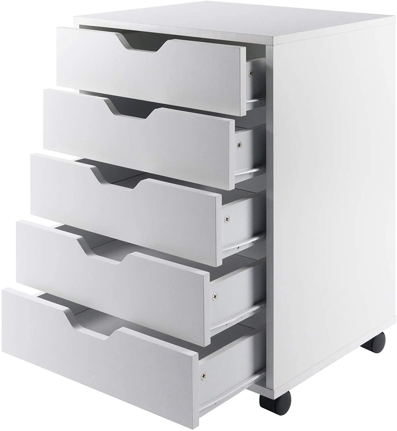 white drawer unit on casters 5 drawer Storage office drawer chest cabinet with wheels