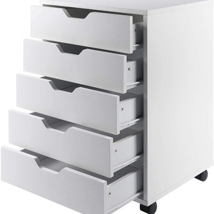 white drawer unit on casters 5 drawer Storage office drawer chest cabinet with wheels