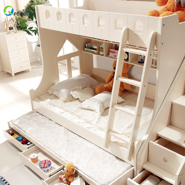 Solid Wood Children'S Bed Princess Boy Double Bed Mother Adult combination  Bunk Bed