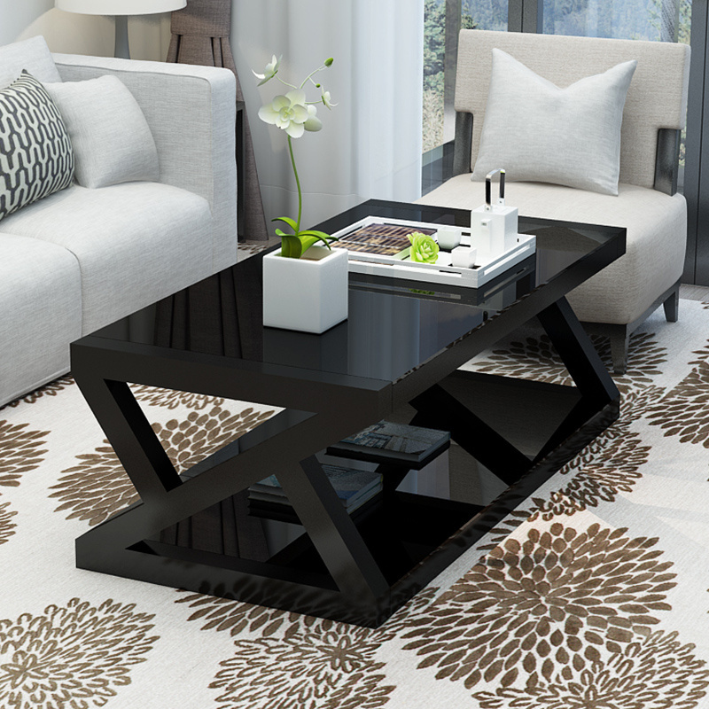 Home Furniture Rectangle Steel Metal Tempered Glass Office Home Coffee Table