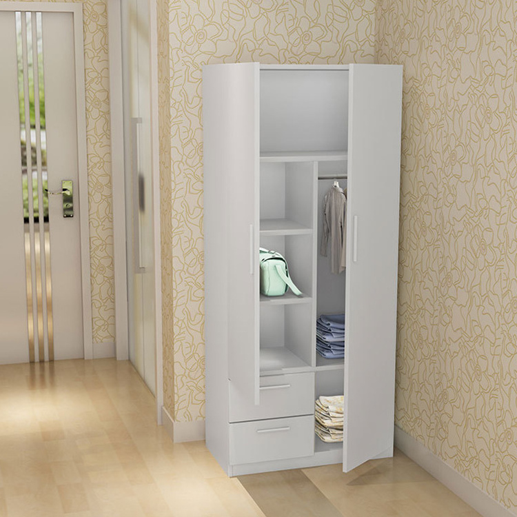 Customized Modern 2 Door MDF Wooden Clothes Wardrobe For Bedroom