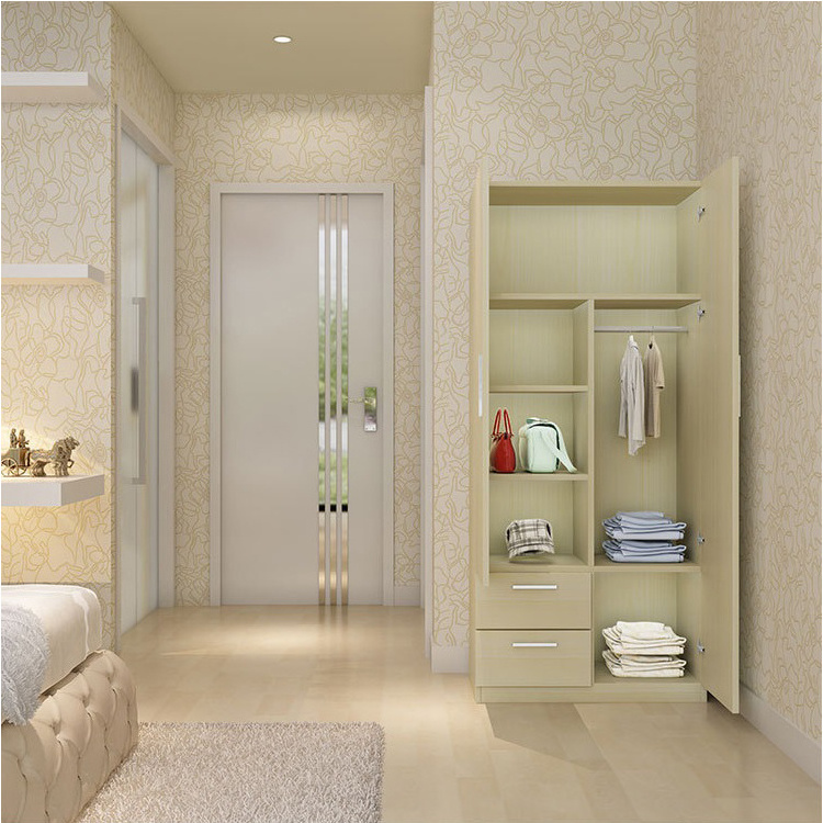 Customized Modern 2 Door MDF Wooden Clothes Wardrobe For Bedroom