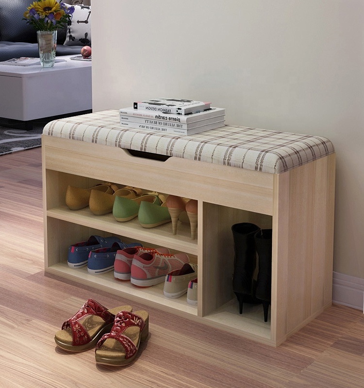 Simple Multifunctional Living Room Wood Shoe Bench Storage Cabinet