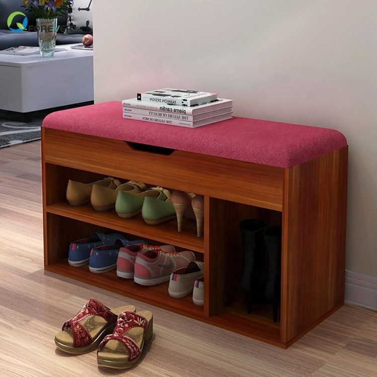 Simple Multifunctional Living Room Wood Shoe Bench Storage Cabinet