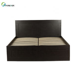 Adult Latest Wood Double Bed Designs Furniture Double Bed with Box