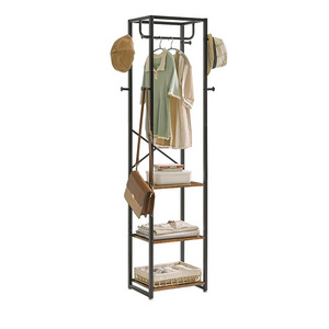 YQ Forever Removable Hooks Metal Frame Hallway Cabinet Shoe Shelf Freestanding Entryway Table Storage Coat Rack