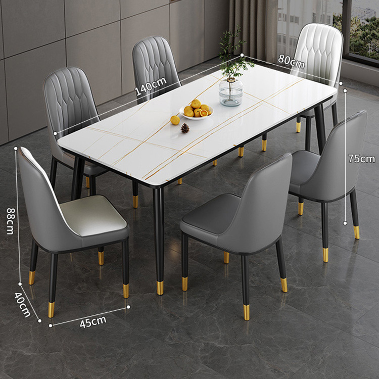 YQ FOREVER Luxury Design Dining Room Table Home Furniture Set For  6 Seater Chairs With Marble Top