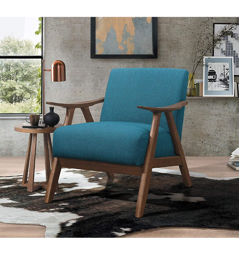 Wooden Lounge Chair Relax Chair Lounge Fabric Accent Chair Leisure Furniture