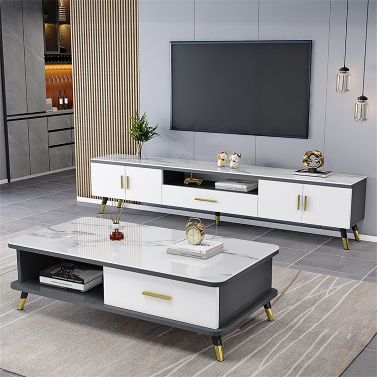 YQ Forever Light Luxury TV Cabinet Living Room Glass Wall Cabinet Nordic Tea Table Combination Cabinet