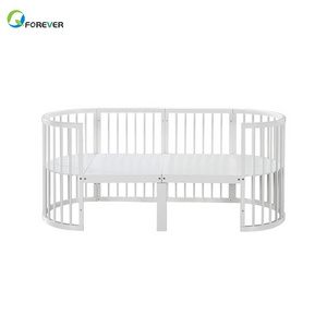 Crib Multi-Function Oval Bed Green Poplar Wood Children'S Bed Baby Treasure Round Bed