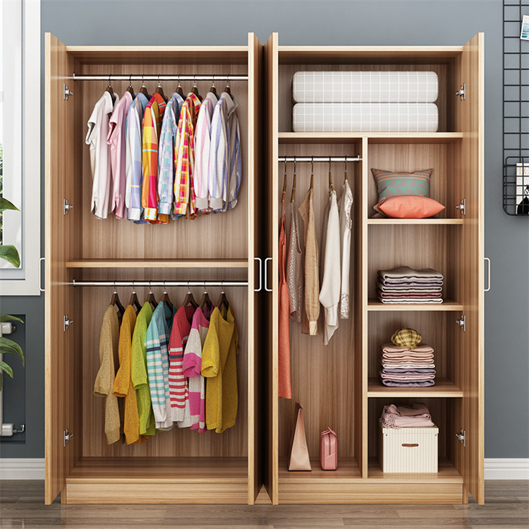 Simple Wardrobes Customized Modern Wooden Hanging Clothes Storage Cabinet For Bedroom