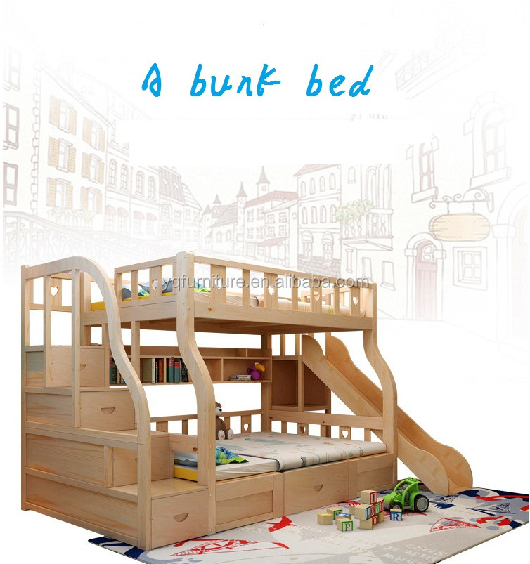 Factory Direct Wooden Furniture Double Bed Solid Wood Bunk Bed With Stairs/ladders Bunk Bed For Adult/Children